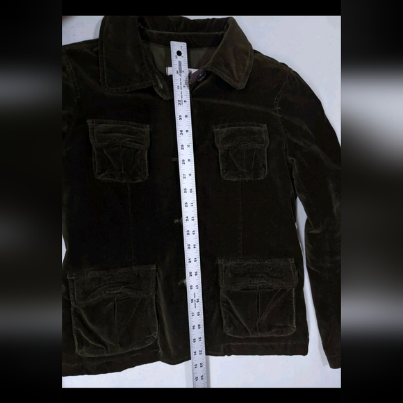 Ann Taylor Loft Velvet Coat Jacket Quilt Lined Green M 90s Y2K Steampunk - Picture 9 of 10